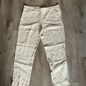 Eileen Fisher 100% Organic linen pants XS/ fits 14 cream tan